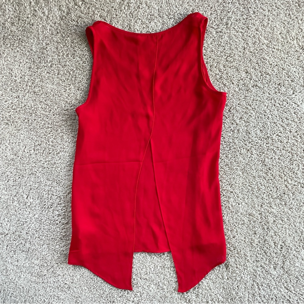 Express Cherry Red Open Back Flowy Solid Tie-Back Sleeveless Top Size XS